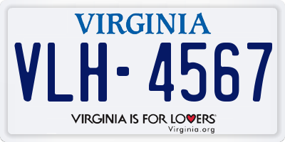 VA license plate VLH4567
