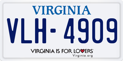 VA license plate VLH4909