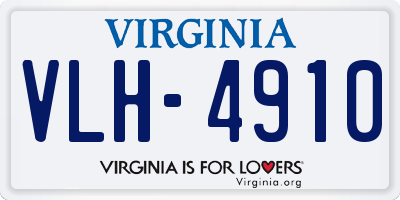 VA license plate VLH4910