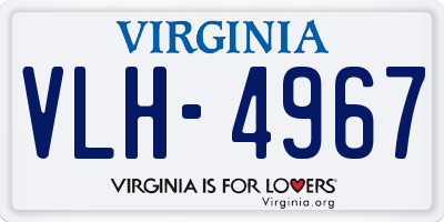 VA license plate VLH4967