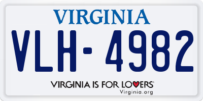 VA license plate VLH4982
