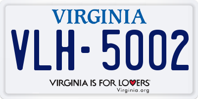 VA license plate VLH5002