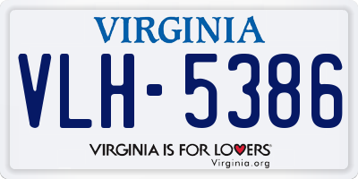 VA license plate VLH5386