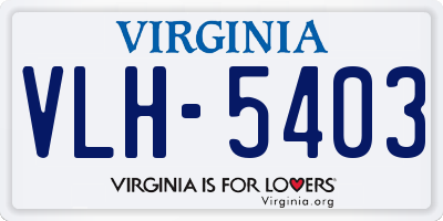 VA license plate VLH5403