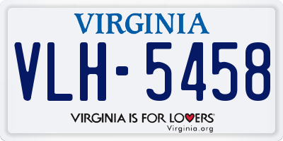 VA license plate VLH5458