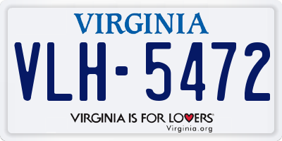 VA license plate VLH5472