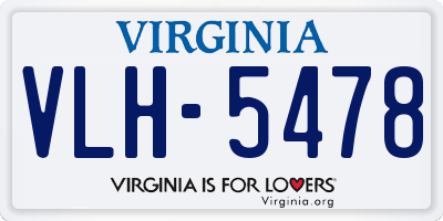 VA license plate VLH5478
