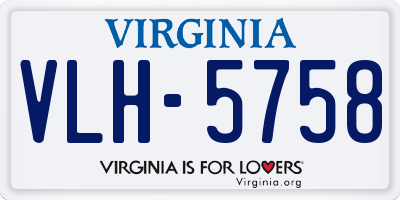 VA license plate VLH5758