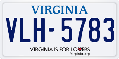VA license plate VLH5783