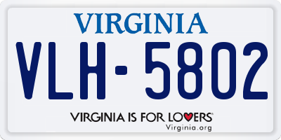 VA license plate VLH5802