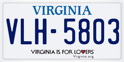 VA license plate VLH5803