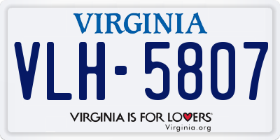 VA license plate VLH5807