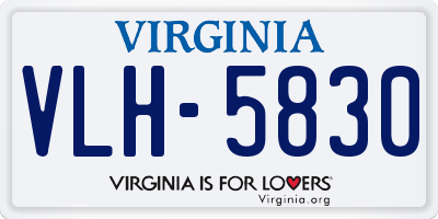 VA license plate VLH5830
