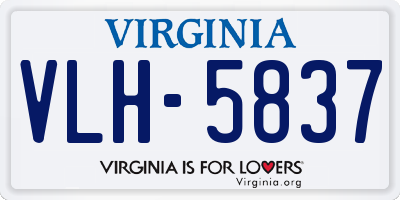 VA license plate VLH5837