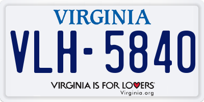 VA license plate VLH5840