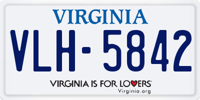 VA license plate VLH5842