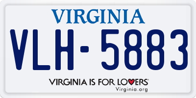 VA license plate VLH5883