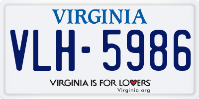 VA license plate VLH5986