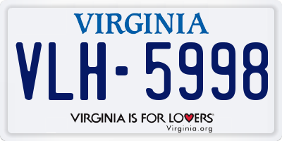 VA license plate VLH5998