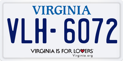 VA license plate VLH6072