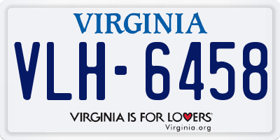 VA license plate VLH6458