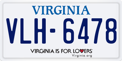 VA license plate VLH6478
