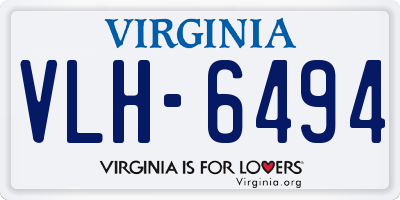 VA license plate VLH6494