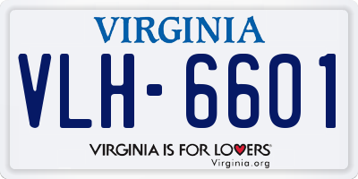 VA license plate VLH6601
