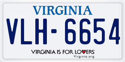 VA license plate VLH6654