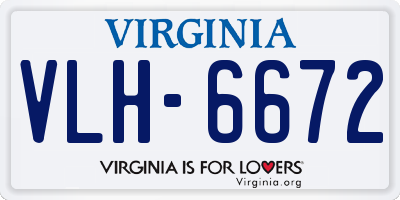VA license plate VLH6672