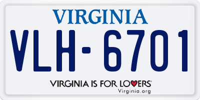 VA license plate VLH6701