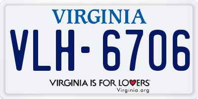 VA license plate VLH6706