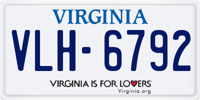 VA license plate VLH6792