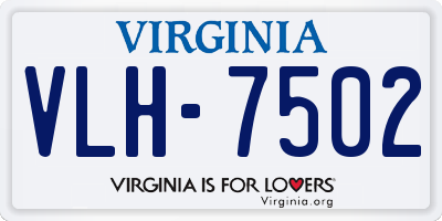 VA license plate VLH7502