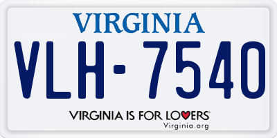 VA license plate VLH7540