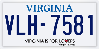 VA license plate VLH7581