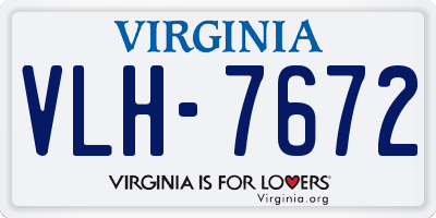 VA license plate VLH7672