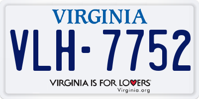 VA license plate VLH7752