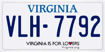 VA license plate VLH7792