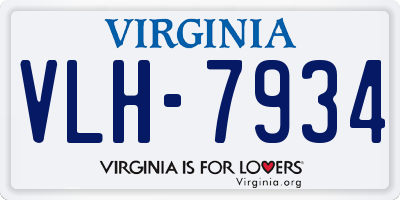 VA license plate VLH7934