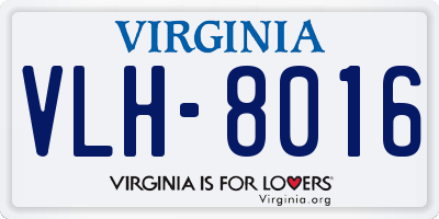 VA license plate VLH8016