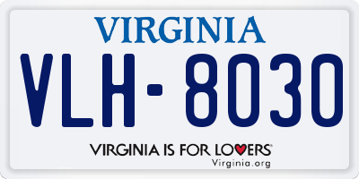 VA license plate VLH8030