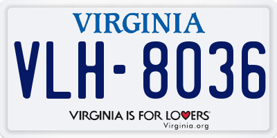 VA license plate VLH8036