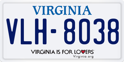 VA license plate VLH8038