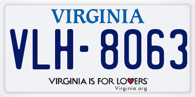 VA license plate VLH8063