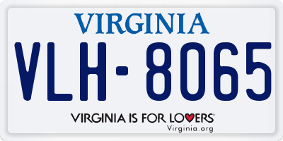 VA license plate VLH8065