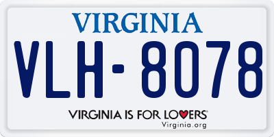 VA license plate VLH8078