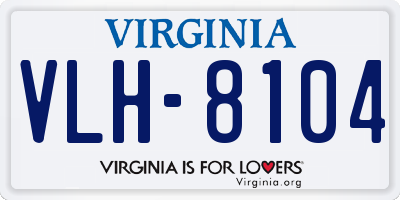 VA license plate VLH8104