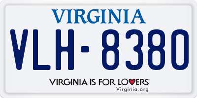 VA license plate VLH8380