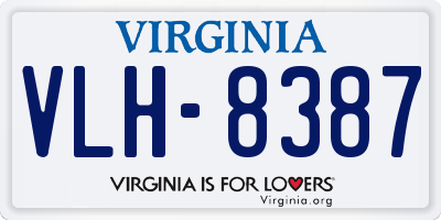 VA license plate VLH8387